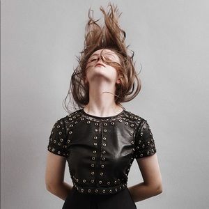 Alice + Olivia Tops - Alice+Olivia leather and lace crop Alice + Olivia Tops - Alice+Olivia leather and lace crop
